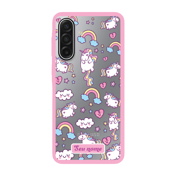 Capinha para Samsung A17 Anti Impacto Personalizada - Unicórnio com nome e fundo transparente