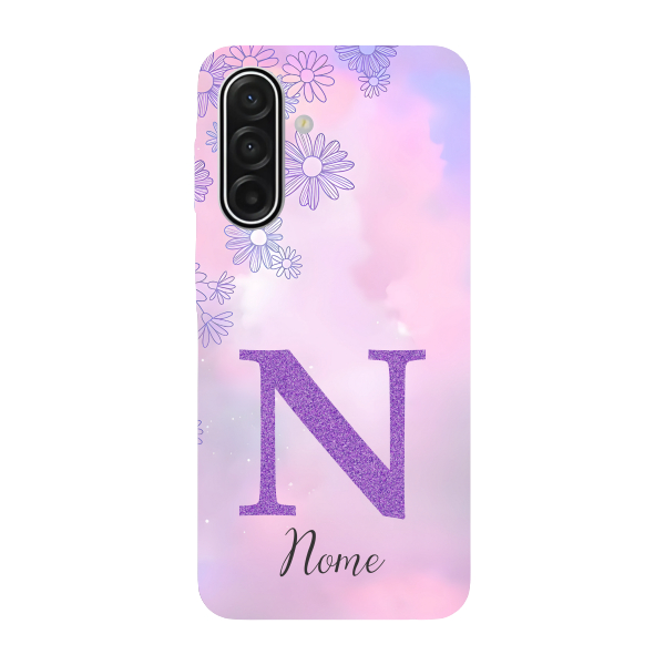 Capinha para Samsung A17 Anti Impacto Personalizada - Delicate Flowers Lilás com nome e inicial