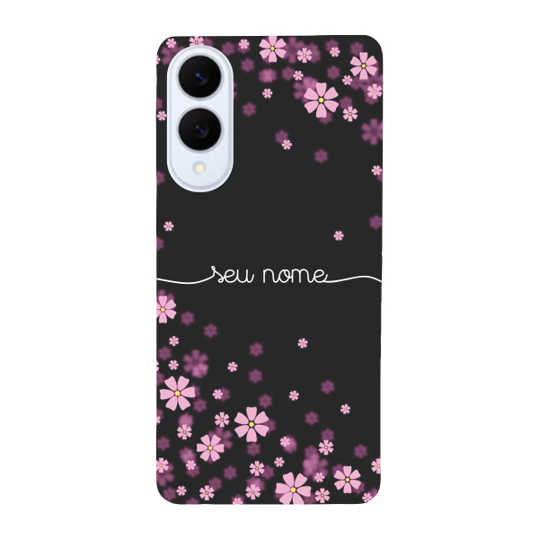 Capinha para Samsung S25 Edge Anti Impacto Personalizada - Delicate Flowers Lilás com nome e inicial