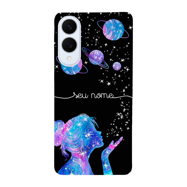 Capinha para Samsung S25 Edge Anti Impacto Personalizada - Menina Universo com nome manuscrito