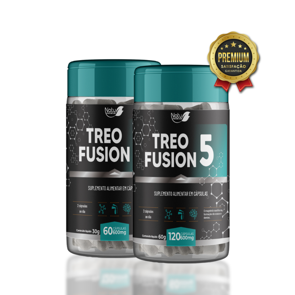Mix de Magnésios Treo Fusion 5 Natu Premium 60/120 Cáps – Magnésio Bisglicinato, Malato e Mais