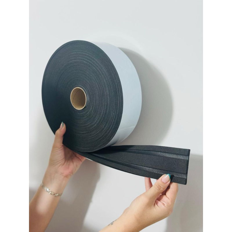 Rodateto 2 Frisos Eva Autocolante 7 cm - 10 Metros (espessura 5mm) - Preto