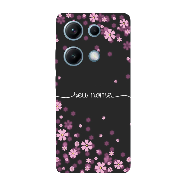Capinha para Xiaomi Note 14s Anti Impacto Personalizada - Flores Lilás com nome