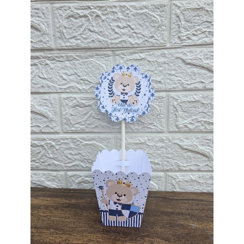 Pegue e monte , centro de mesa cachepô personalizado ursinho príncipe, (realeza), lembrancinhas de festa