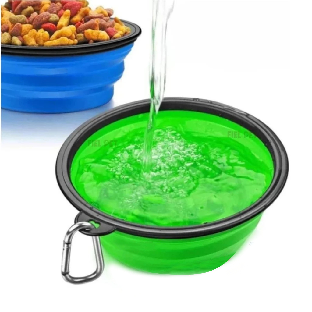 Comedouro E Bebedouro Portátil Para Pet Cães e Gatos Retrátil 350ml