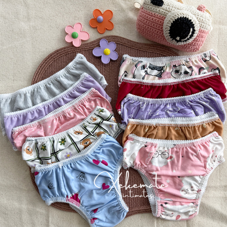 Kit 10 Calcinha Infantil Algodão Estampadas Coloridas e Confortaveis Dia Dia Menina Criança em Oferta na Shopee