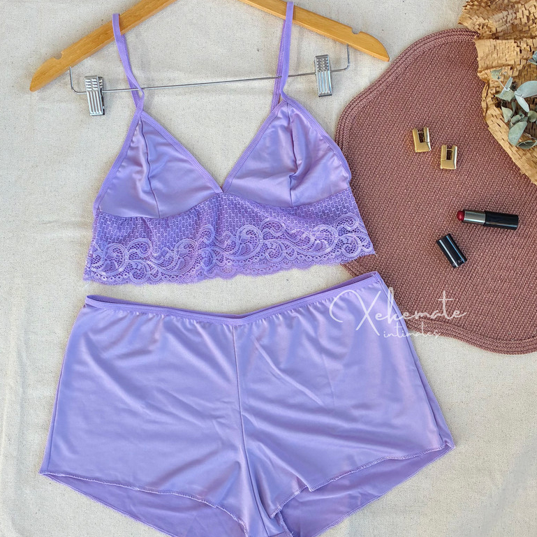 Conjunto de Lingerie Sem Bojo Baby Doll Renda Liganete Shortinho Lingerie Feminina Moda Intima em Oferta na Shopee