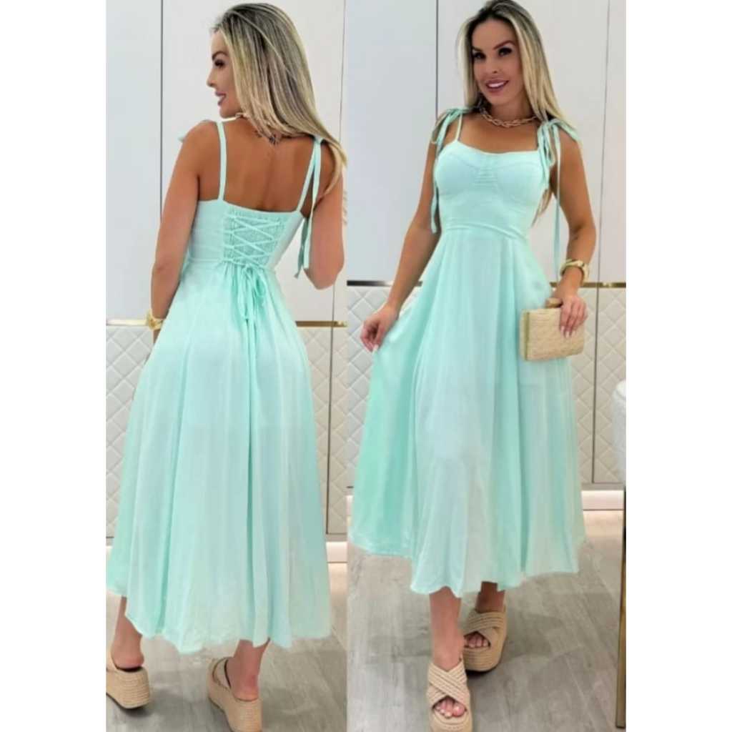 Vestido feminino Camponesa Feminino Longo  viscolinho – Elegância, Conforto tem forro e bojo em Oferta na Shopee