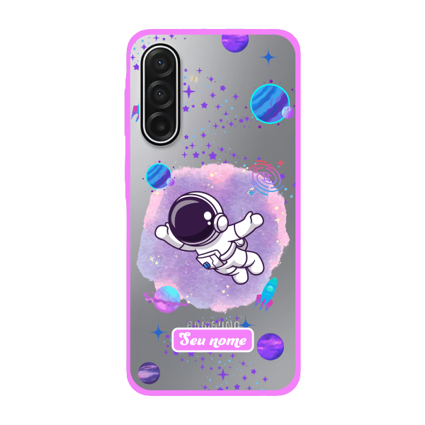 Capinha para Samsung A17 Anti Impacto Personalizada - Astronauta Transparente com nome