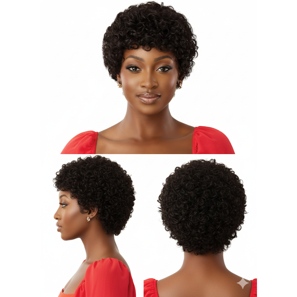 Peruca Wig Curta Cacheada – Fibra Orgânica Premium em Oferta na Shopee