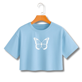 Camiseta Feminina Cropped BORBOLETA em Algodão 100%  Lançamento em Oferta na Shopee