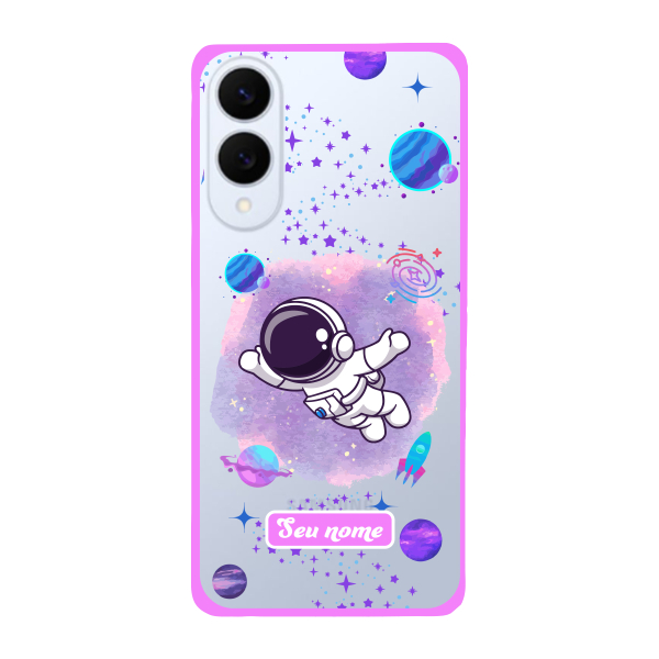 Capinha para Samsung S25 Edge Anti Impacto Personalizada - Astronauta Transparente com nome