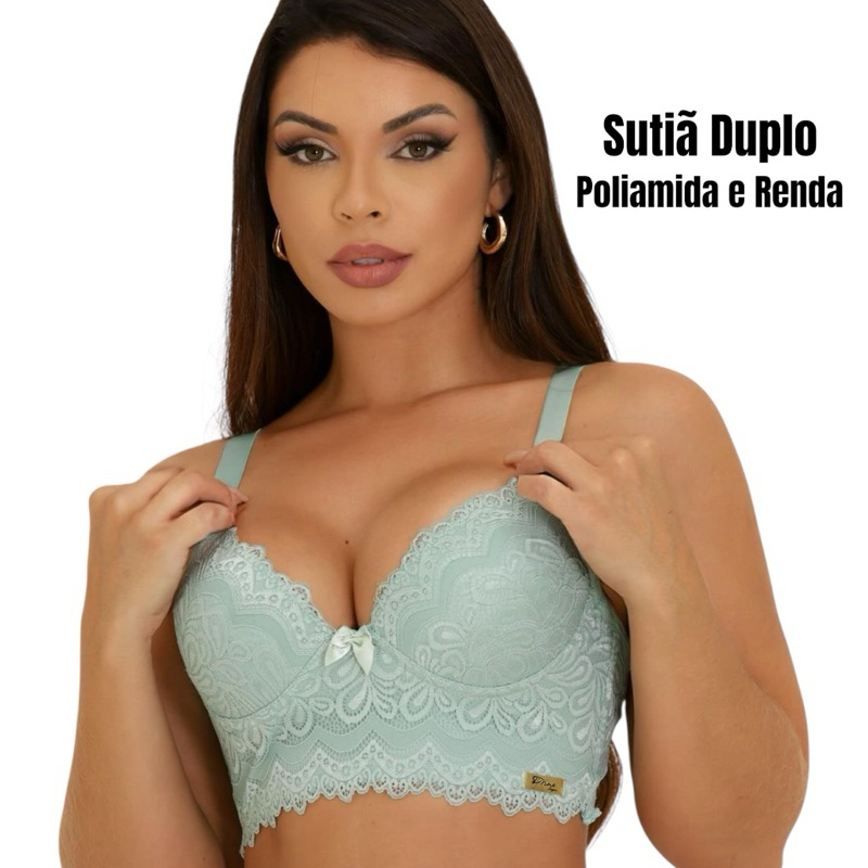 Sutia Pala em Renda Com Bojo kit 2 unidades Lingerie Alça Reforçada Sutian Feminino soutien
