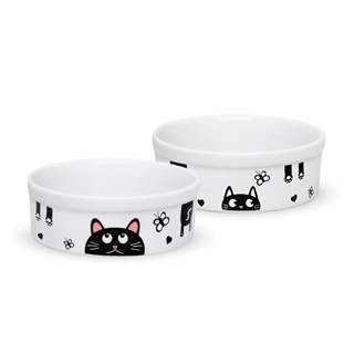 2 Comedouro Gato 610ml Porcelana Tigela Ração Prato de Gatinho Pet Vasilha Pote Comida Louça Prato em Oferta na Shopee