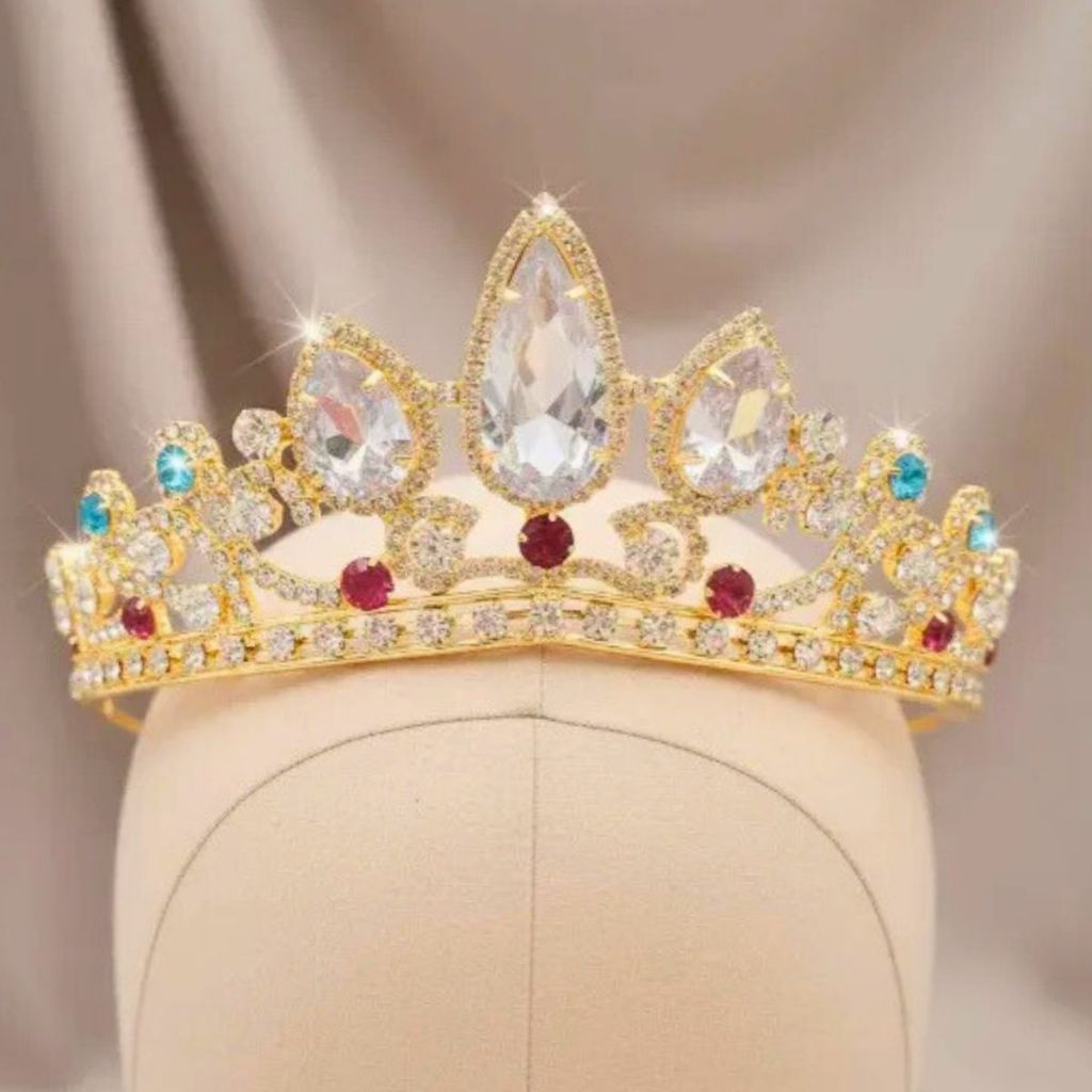 Coroa Rapunzel Enrolados Princesa Disney Tiara Luxo Miss, Debutante, Cabelo Trança Fantasia, Dourada