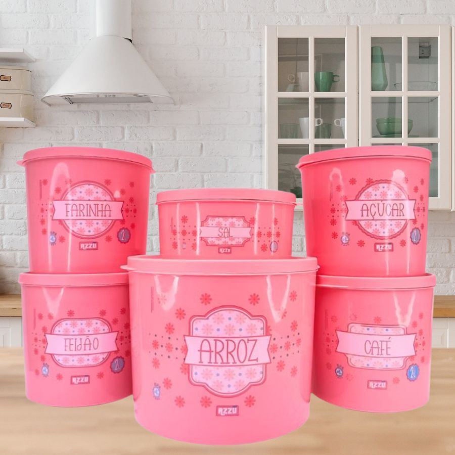 Potes Individual Rosa Multiuso Armazenamento de Alimento  Com Estampa  Azzu 1PEÇA