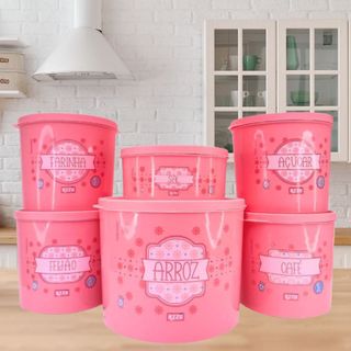 Potes Individual Rosa Multiuso Armazenamento de Alimento  Com Estampa  Azzu 1PEÇA