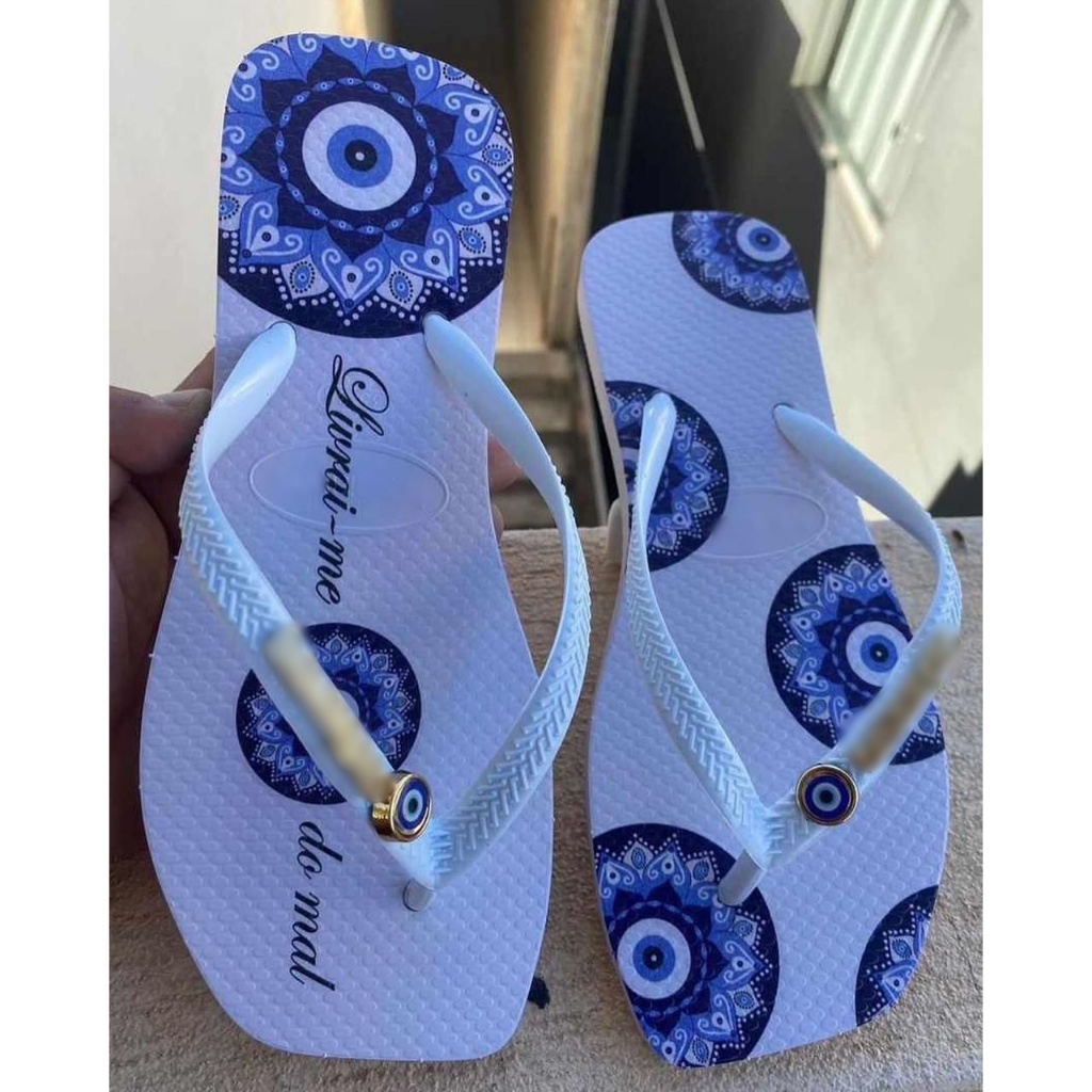 Chinelo Feminino de Dedo com Estilo: Olho Grego, Verão 2025 em Oferta na Shopee