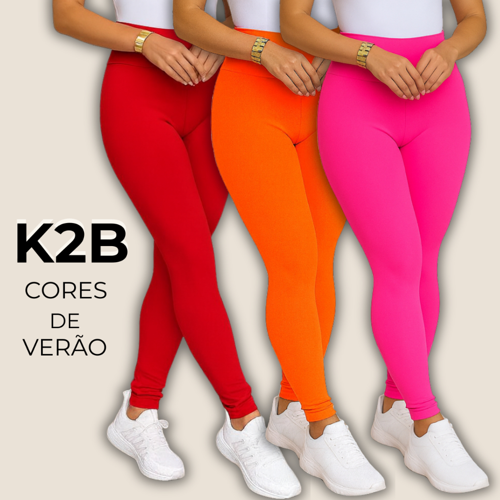 Calça Legging K2B Plus Size Cores Novas Neon Verão Coton Lançamento em Oferta na Shopee