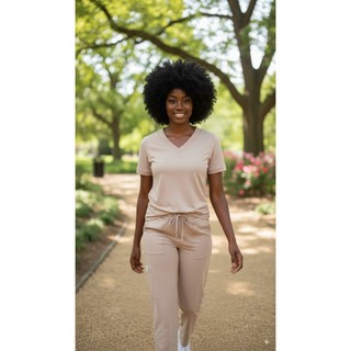 Conjunto Moletinho Feminino Premium Decote V com Detalhe