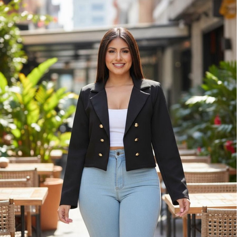 Blazer Alfaiataria Feminino CURTO Casaco Social Alfaiataria Cropped Feminino
