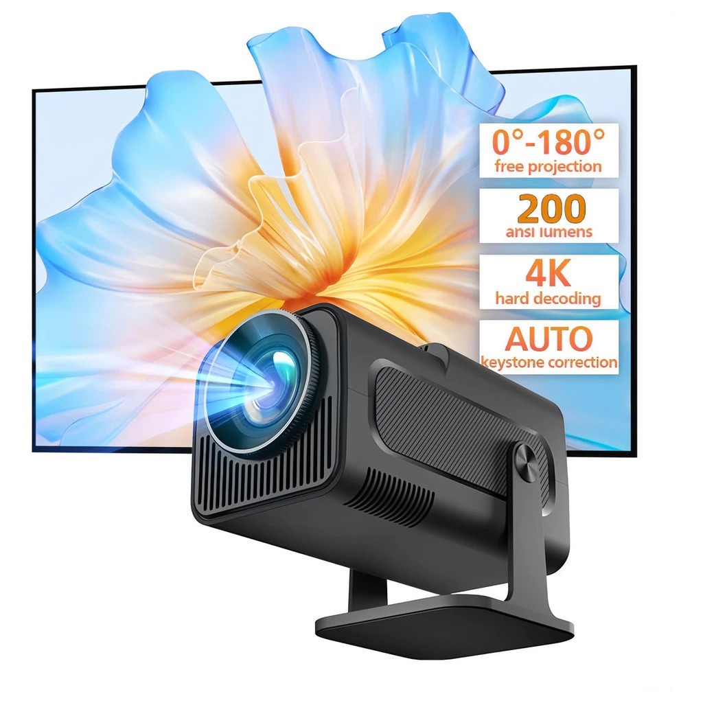 Mini Projetor Portátil 4K HY320 | Android, Full HD, Wifi e Bluetooth