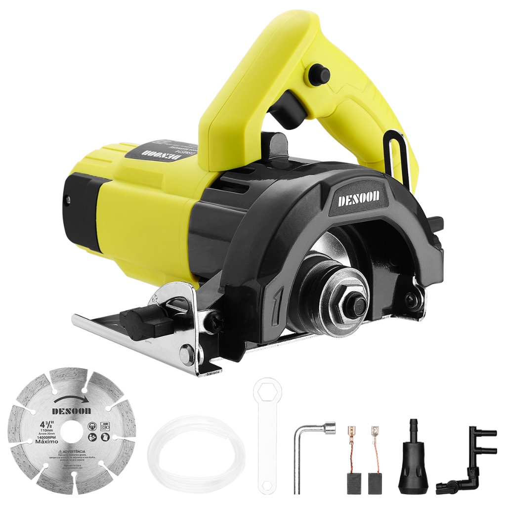 Serra Mármore Profissional 1400W 4.3/8 Pol Serra Marmore Cortador Elétrico 14000RPM Corte Ajustável Máxima Profundidade em Oferta na Shopee