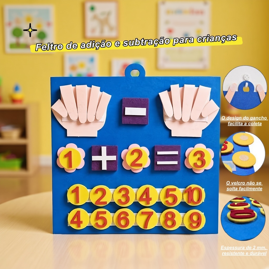 Brinquedos matemáticos 30x30cm acessórios infantis feltro números de dedos placa de feltro conjunto de histórias para em Oferta na Shopee