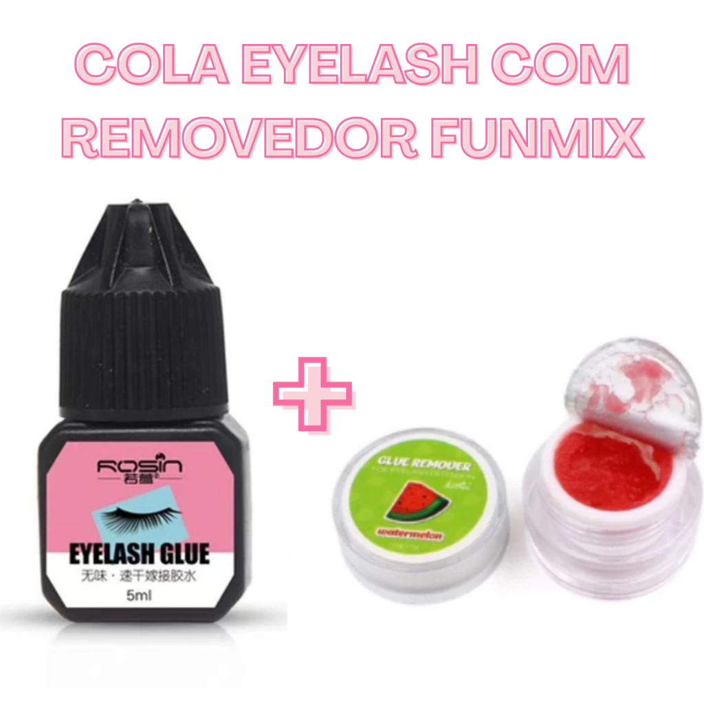 Kit COLA Para Extensão De Cílios ROSIN 5ml  Com REMOVEDOR Funmix Melancia em Oferta na Shopee