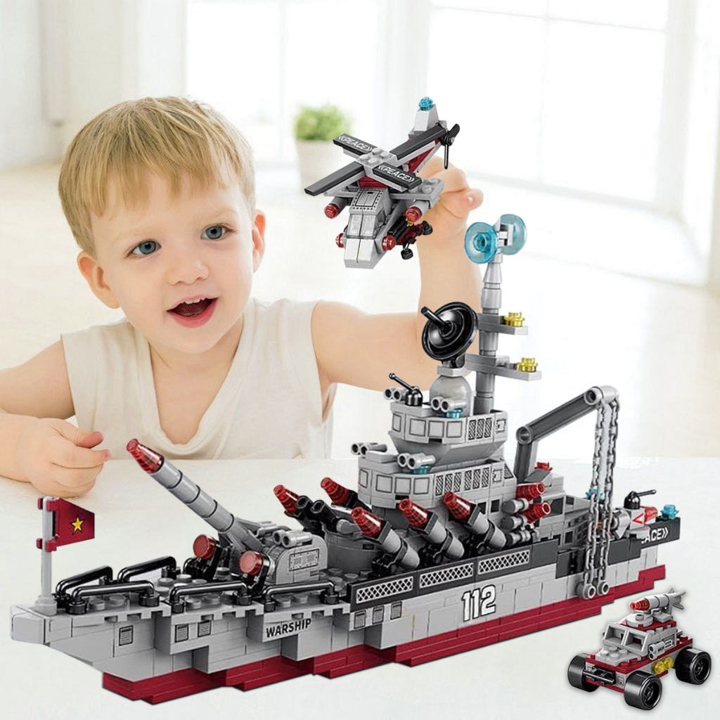 BRASTOY Embarcação Guerra Blocos Construção De Menino De Brinquedo 554 peças em Oferta na Shopee