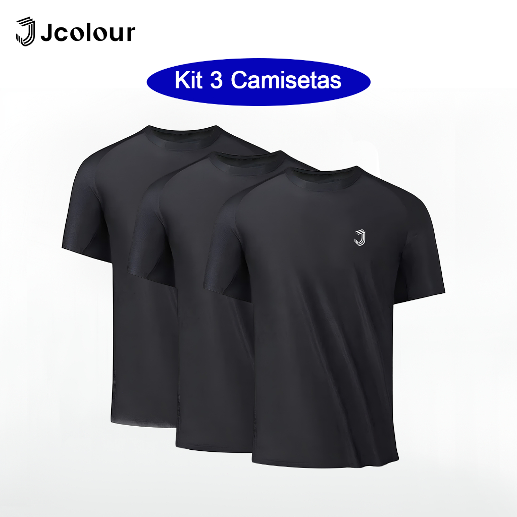 Jcolour Kit 2/3 Camisetas Básicas Dry Fit Masculina Academia Treino Corrida Esportiva Dry Fit em Oferta na Shopee