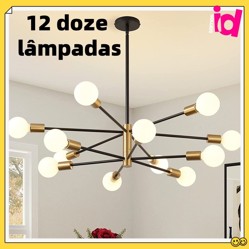 Lustre Luminária Teto Moderno 12 Braços Para Sala De Jantar em Oferta na Shopee