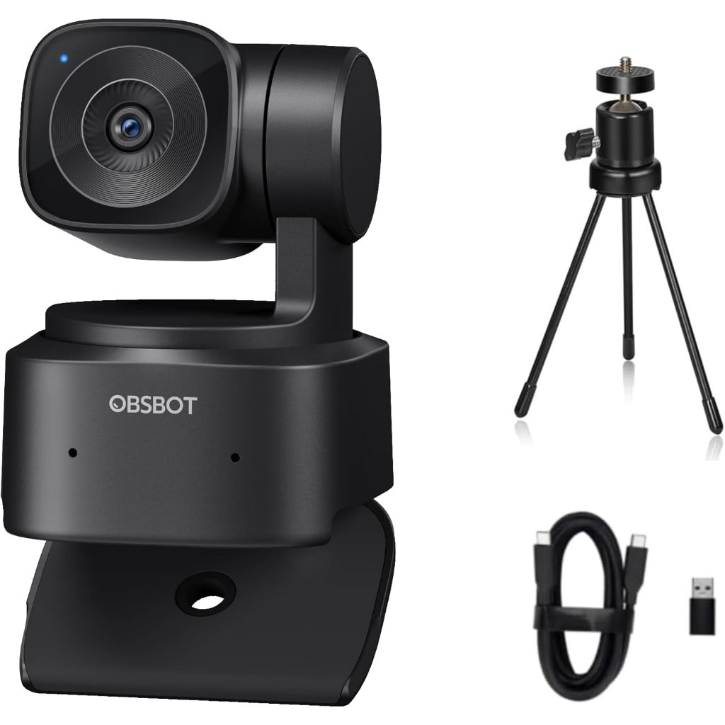 OBSBOT Tiny SE Webcam 1080p 100FPS PTZ AI Zoom 4X Rastreamento Automático Chamada de Vídeo e Transmissão ao Vivo