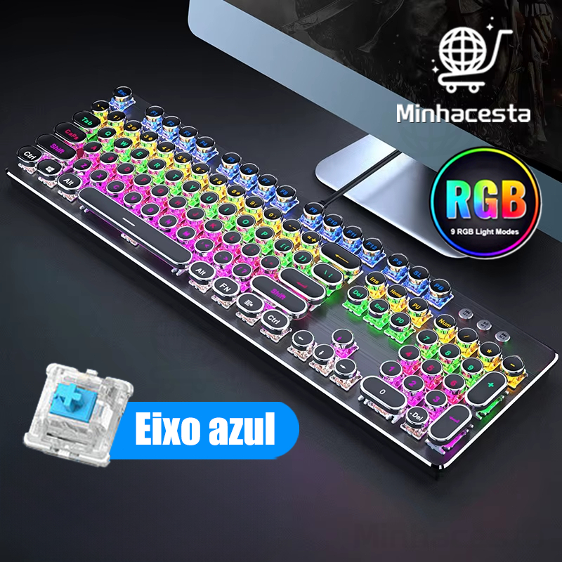 kit Gamer Teclado Semi Mecânico Mouse 3200dpi Rgb Led com fio Iluminado Para PC Jogos H7