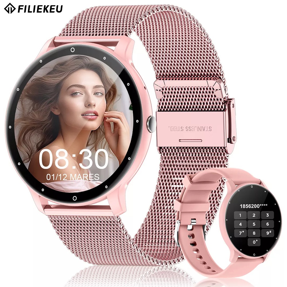 FILIEKEU relógio smartwatch feminino a prova d água Chamada pressão arterial smartwatch relogio