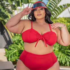 Biquini Plus Size com Forro Suplex: Top com Bojo Removível 2 em 1 Cintura Alta