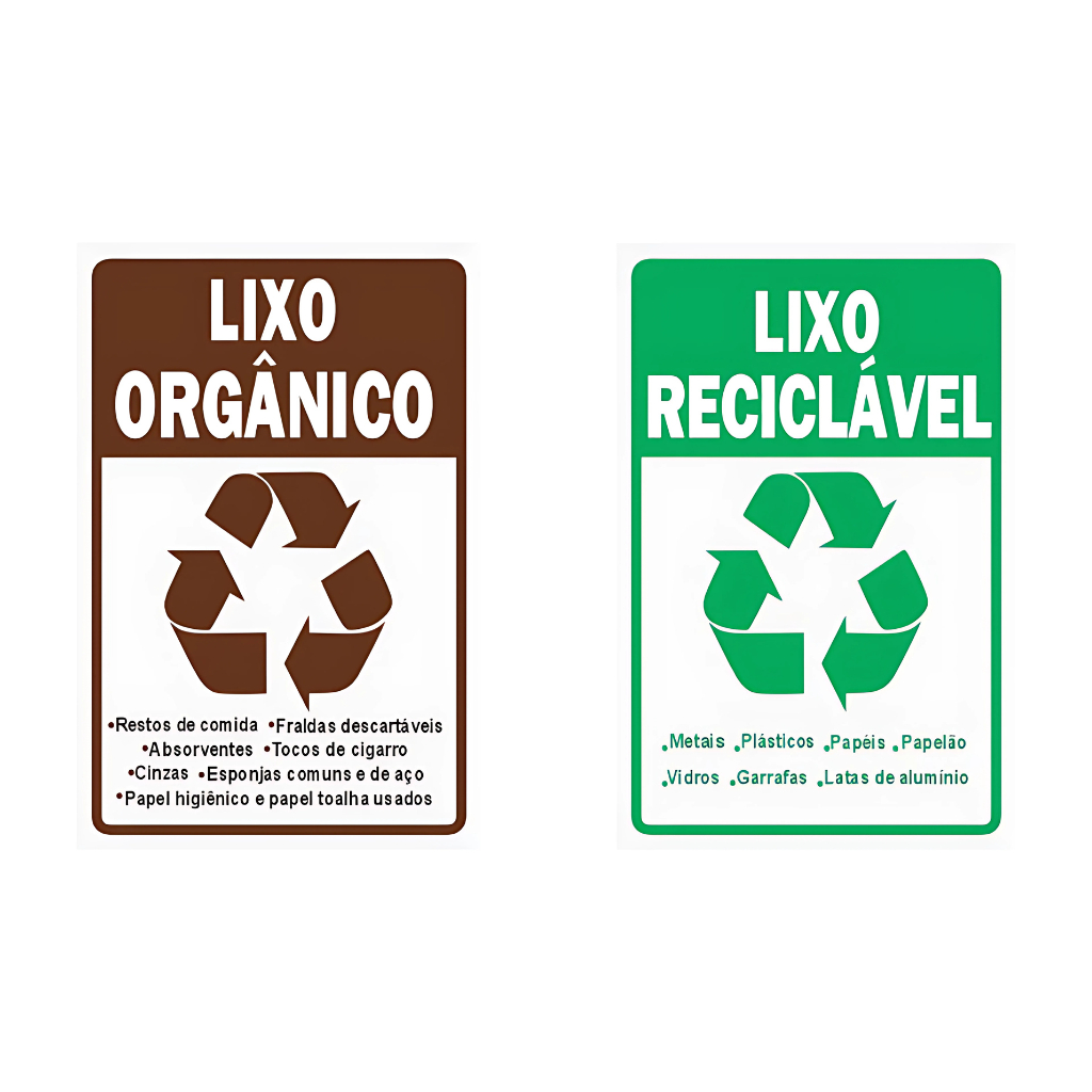 Placas Lixo Organico Lixo Reciclavel Ambiente Externo e Interno Resistente a Raios UV em Oferta na Shopee