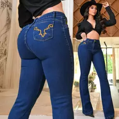 Calça Jeans Feminina Flare Cintura Alta Moda Country Premium Cowgirl Rodeio
