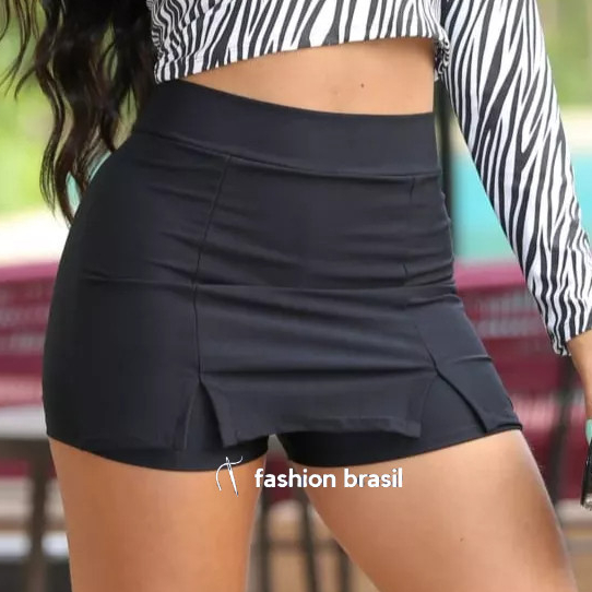 Kit Short Saia Feminino Cintura Alta | Moda Confortável Casual e Academia em Oferta na Shopee