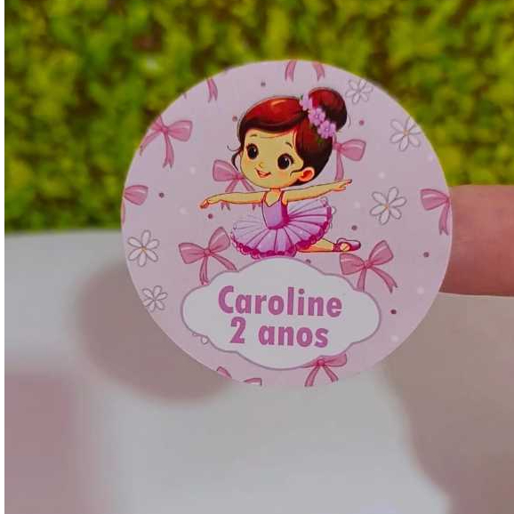 54 Adesivos 5x5 Bailarina  Personalizados-Etiquetas-Aniversário-Lembrancinhas- Adesivos Para Tubetes-Latinhas