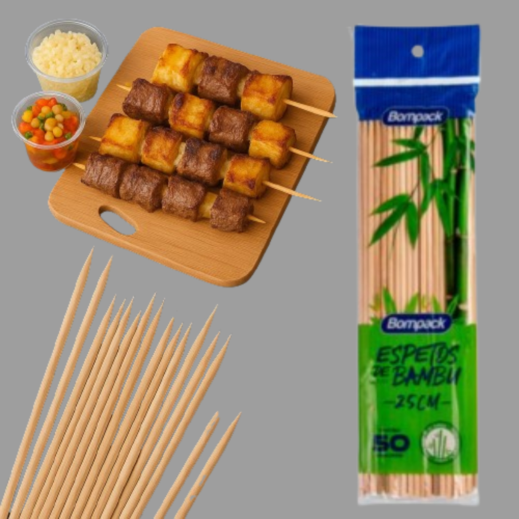 400 Palitos Espeto Bambu 30cm P/ Churrasco Buffet Eventos Restaurante