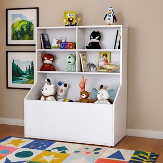 Organizador Infantil Branco com Espaço para Brinquedos e Livros – MDF/MDP Resistente