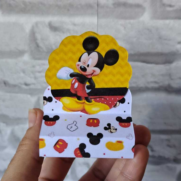 Kit 20 Porta Bis Duplo Mickey Mouse Lembrancinha Infantil Personalizados Mimo Aniversario Pegue e Monte