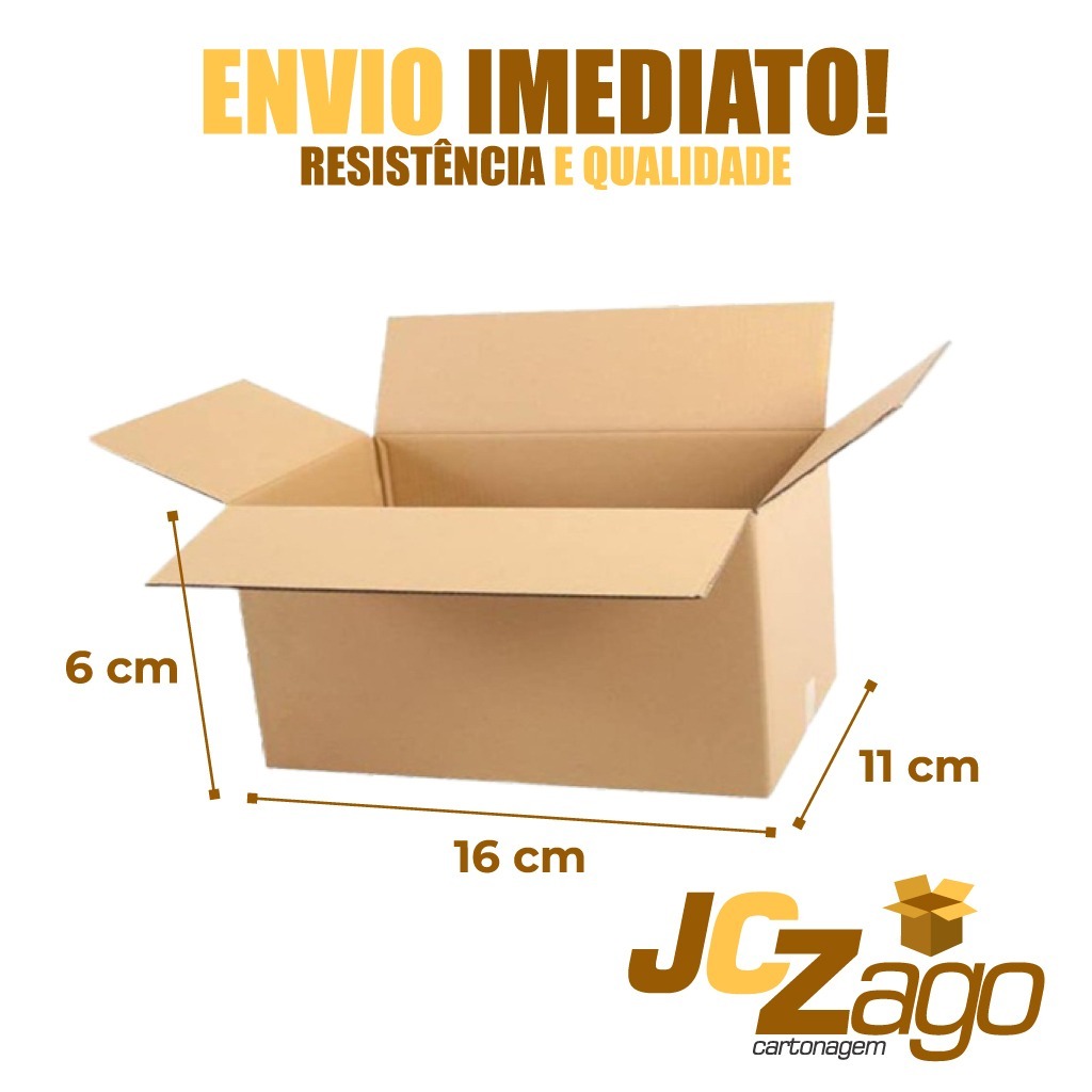 Kit 100 Caixas de Papelão 16 x 11 x 6 cm E-commerce Correios Sedex Pac Transportadoras