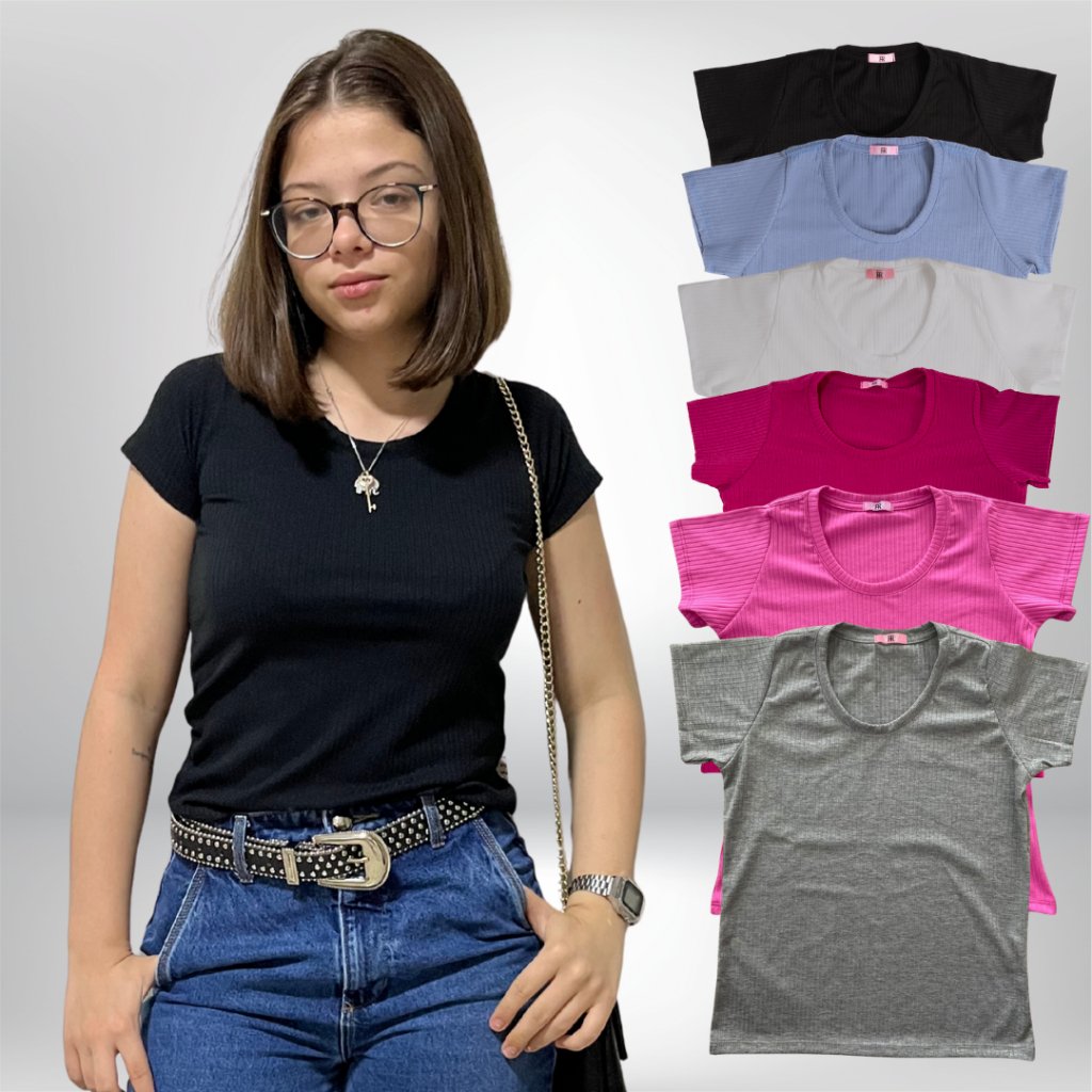 Blusa Feminina Baby Look Canelada 001-A em Oferta na Shopee