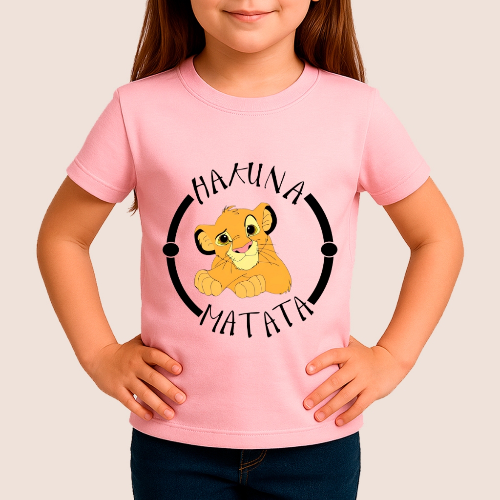 Camiseta Infantil Simba Rei Leão Hakuna Matata Desenho Filme Juvenil Estampa