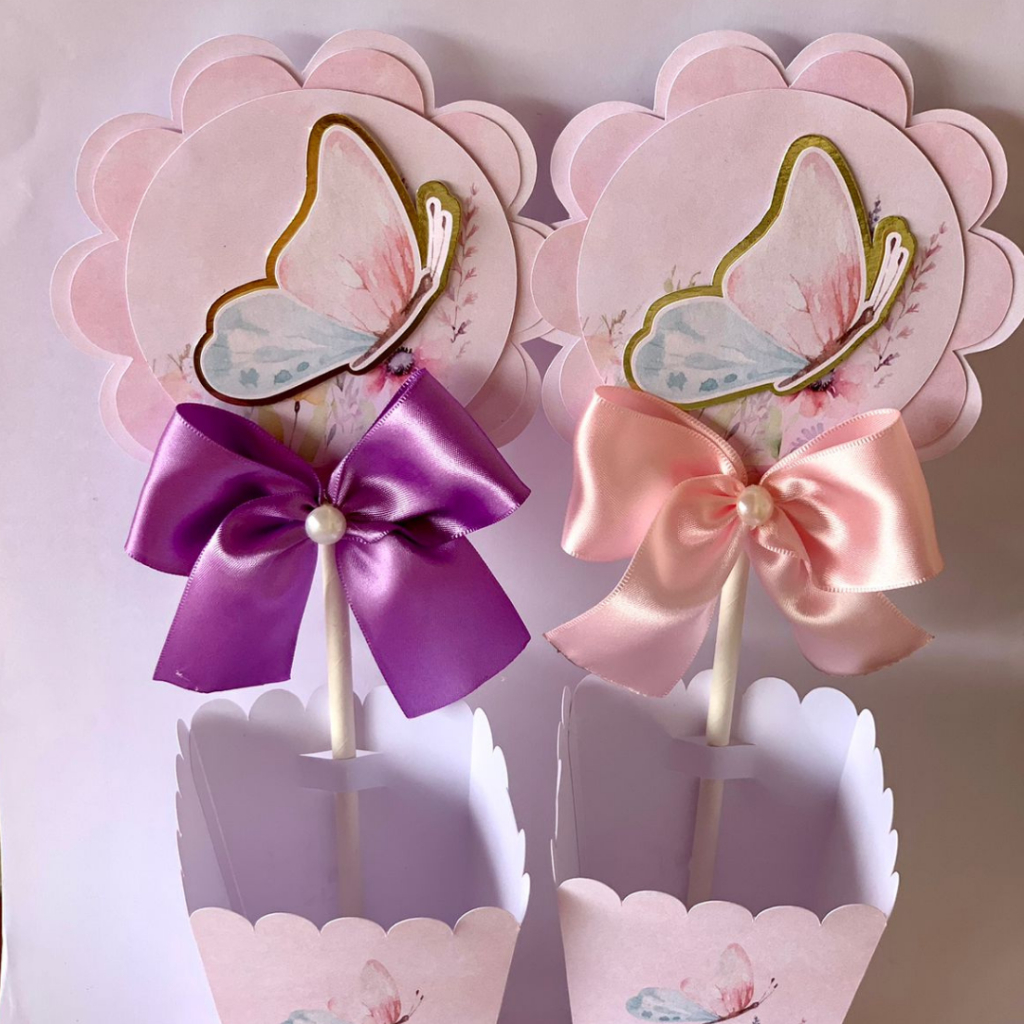 KIT CENTRO DE MESA/CACHEPÔ/JARDI/JARDIM DAS BORBOLETAS/LEMBRANCINHA PERSONALIZADA