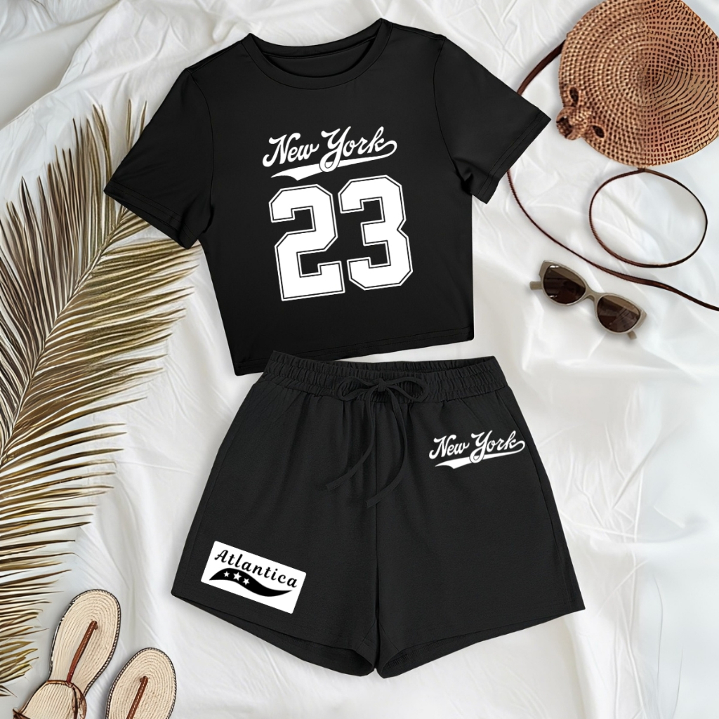 Conjunto Urbano New City Feminino Confortavel Cropped Short Moletom Ajustavel Casual