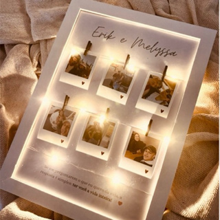Quadro de fotos polaroides e varal led dia dos namorados presente criativo em Oferta na Shopee