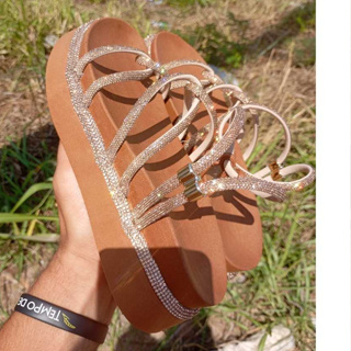 Sandália Papete Feminino Birken Varias Cores Plataforma Confortável Luxo Alto Brilho Com Strass Leve Macia Promoçao em Oferta na Shopee